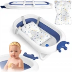 Складная детская ванночка с подушкой RICOKIDS Бело-синяя 82 х 50 х 21.5 см (RK-280)