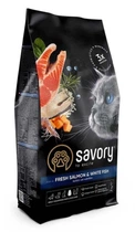 Корм для длинношерстных кошек Savory со свежим лососем и белой рыбой
