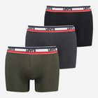 Zestaw majtek męskich typu bokserki bawełnianych 3 szt Levi's Logo Boxer Brief 3P 100002870-009 M Khaki (8720245437516)