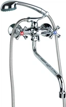 Смеситель для ванны Aquatica PL-5C455C 1/2" гусак изогнутый дивертор встраиваемый шаровой двухвентильный с душевым шлангом хром (33-102-9777220)