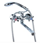 Смеситель для ванны Aquatica PL-5C255C 1/2" гусак прямой 350 мм дивертор встраиваемый шаровой двухвентильный с душевым шлангом хром (33-102-9777210)
