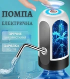 Автоматизированый дозатор помпа для воды электрическая на бутыль для воды и напитков диспенсер Water Dispenser на аккумуляторе Черно-белый