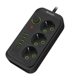 Сетевой фильтр-удлинитель DYXON 3+5 USB-A + USB-C (PD) Power switch 3 Meters Black