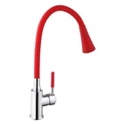 Смеситель для кухни с гибким изливом Kroner KRM Kuche - C132RED красный/хром