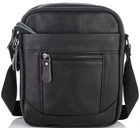 Мужской мессенджер Tiding Bag A25-223A натуральная кожа 18×21×7 см Черный