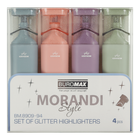 Набір маркерів текстових 4кол. BUROMAX 8909-94 MORANDI STYLE Glitter (рожевий, бузковий, оливковий, графітовий) /BM.8909-94/