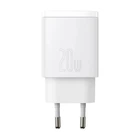 Мережевий зарядний пристрій Baseus 20W Compact Quick Charger QC3.0+PD3.0 20W USB+Type-C 3A Білий