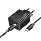 Адаптер сетевой HOCO Type-C to Type-C Cable Fundador four-port charger set N55 |2USB/2Type-C, 20W/3A, PD/QC| черный