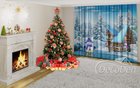 Новорічний Фото Тюль PHOTODECOR "Будинок зі сніговиками у лісі"