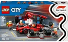 Конструктор Lego City Піт-стоп і піт-екіпаж F1 з болідом Ferrari, 322 деталі 60443