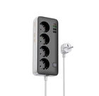 Сітковий підовжувач HOCO AC22 Sunlight 4-bit (PD30W/1C3A) desktop socket (EU/GER) (1.5m) Black (6942007629782)