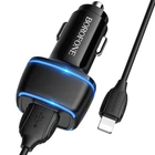 Автомобільний зарядний пристрій Borofone BZ14 Lightning 2USB 2.4A Black 58792