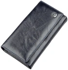 Жіночий гаманець-клатч ST Leather з натуральної шкіри сіро-синій великий на кнопці з візитницею 17х9 см 56533