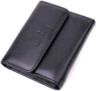 Женский кожаный кошелек ST Leather черный среднего размера с монетницей на молнии 55829