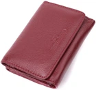 Жіночий шкіряний гаманець ST Leather бордовий маленький потрійного складання на кнопці з монетницею 55548