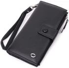 Женский кошелек-клатч ST Leather из натуральной кожи черный вертикальный с монетницей 55648