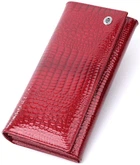 Женский лакированный кошелек ST Leather из натуральной кожи с тиснением под рептилию красный 55661