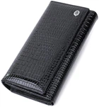 Женский лакированный кошелек ST Leather из натуральной кожи черный 18 5х9 5 см с блоком для карт 55767