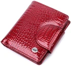 Женский кожаный кошелек ST Leather красный лакированный с тиснением вертикальный 12 карт 55559