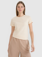 T-shirt damski bawełniany 4F 4FWSS25TTSHF2351-083S XS Beżowy (5905700409731)