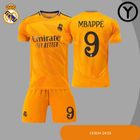 Форма футбольна дитяча Mbappe (Мбапе) 9 Real Madrid 24/25, нар. 30 зріст 155-165 см. оранжева