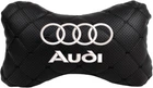 Подушка на підголовник EVAtech ECO 27 х 16 см Audi Чорна з чорною ниткою (SPCRBBV095)