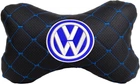 Подушка на підголовник EVAtech ECO 27 х 16 см Volkswagen Чорна з синьою ниткою (SPCRBLV033)