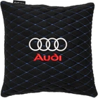 Подушка EVAtech 30 х 30 см Audi Чорна з синьою ниткою (SPSALMRBLV003)