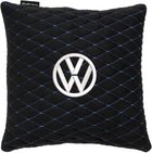 Подушка EVAtech 30 х 30 см Volkswagen Чорна з синьою ниткою (SPSALMRBLV032)