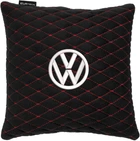Подушка EVAtech 30 х 30 см Volkswagen Чорна з червоною ниткою (SPSALMRBRV032)