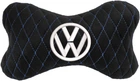 Подушка на підголовник EVAtech 27 х 16 см Volkswagen Чорна з синьою ниткою (SPALMRBLV032)
