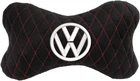 Подушка на підголовник EVAtech 27 х 16 см Volkswagen Чорна з червоною ниткою (SPALMRBRV032)