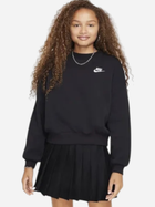 Bluza bez kaptura dziewczęca Nike Sportswear Club Fleece FZ9244-010 XS Czarna