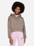 Bluza rozpinana z kapturem dziewczęca Nike G Nsw Trend Flc Fz Hoodie DV2565-040 S (128-137 cm) Brązowa