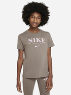 Koszulka dziewczęca bawełniana Nike G Nsw Trend Bf Tee DV6137-040 S (128-137 cm) Brązowa