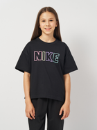 Koszulka dziewczęca bawełniana Nike Sportswear Essential FZ5561-010 S (128-137 cm) Czarna