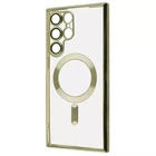 Чехол хромовый TPU Fibra Chrome Magnetic with MagSafe + защита камеры для Samsung Galaxy S22 Ultra Gold