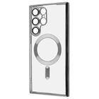 Чехол хромовый TPU Fibra Chrome Magnetic with MagSafe + защита камеры для Samsung Galaxy S22 Ultra Silver