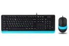 Комплект клавиатура+мышка A4Tech F1010 (Blue) Fstyler, проводной, USB, черный+голубой цвет