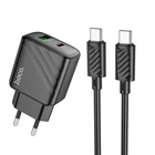 Адаптер мережний HOCO Type-C to Type-C cable Sunlight dual-port charger CS23A | 1USB/1Type-C, 30W/3A, PD/QC|