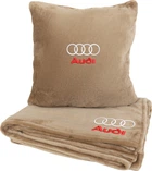 Подушка и плед в авто EVAtech из махры M для Audi бежевые (MBLMPSMIV003)