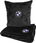 Подушка та плед в авто EVAtech із махри M для BMW чорні (MBLMPSMBV005)