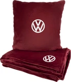 Подушка и плед в авто EVAtech из махры M для Volkswagen красные (MBLMPSMRV032)