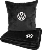 Подушка и плед в авто EVAtech из махры M для Volkswagen черные (MBLMPSMBV032)