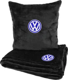 Подушка та плед в авто EVAtech із махри M для Volkswagen чорні (MBLMPSMBV033)