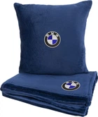 Подушка та плед в авто EVAtech із махри S для BMW сині (MBLMPSSLV005)