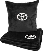 Подушка та плед в авто EVAtech із махри S для Toyota чорні (MBLMPSSBV030)