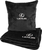 Подушка та плед в авто EVAtech із махри M для Lexus чорні (MBLMPSMBV035)