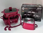Набір квадратних каструль HK-323 Червоний із силіконовими кришками Higher Kitchen