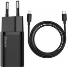 Мережевий зарядний пристрій Baseus Super Silicone PD Charger 20W (1Type-C) + With Cable Type-C to Lightning Black